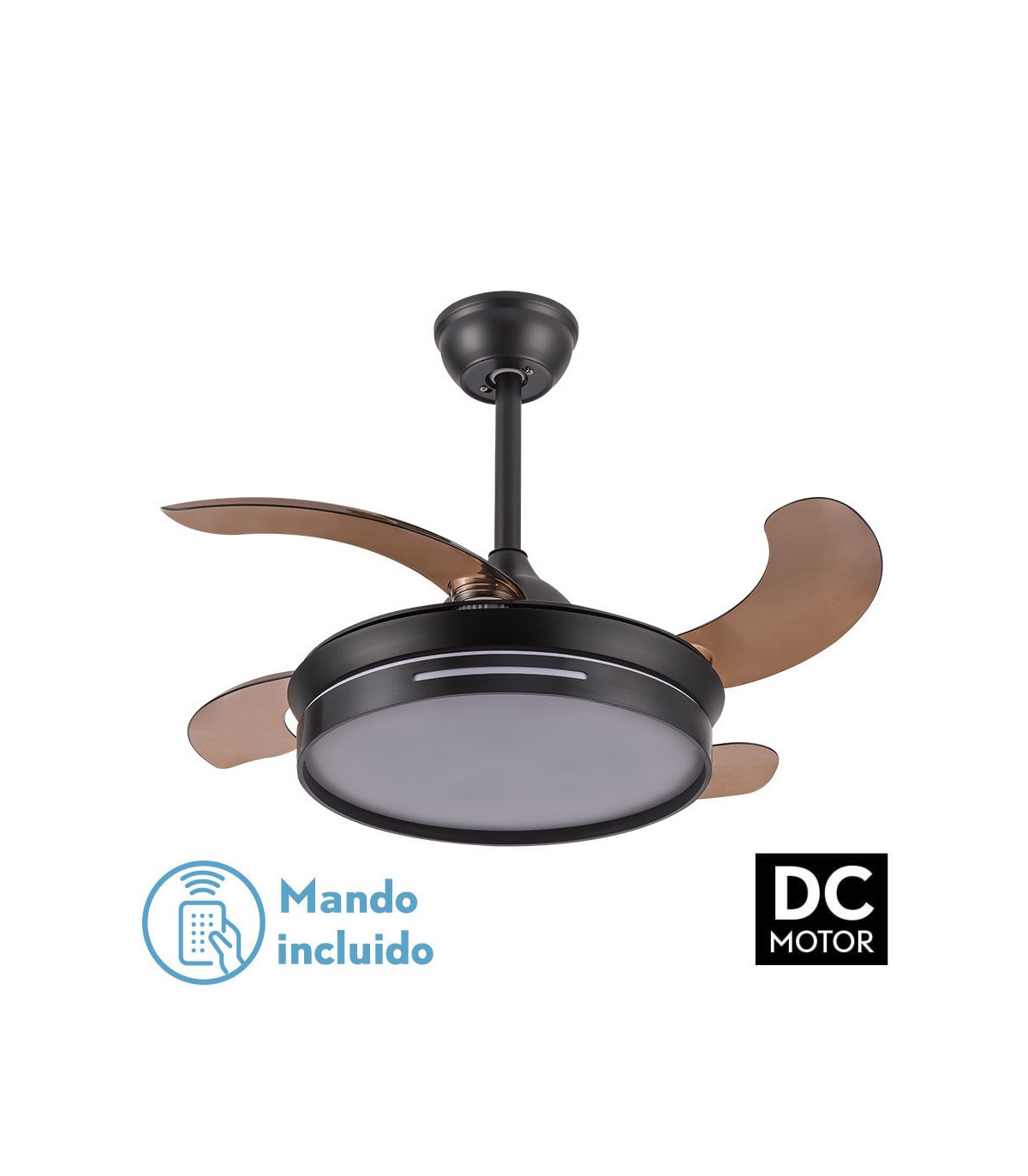 Ventilador Mbatis 48W 4800Lm 4 Aspas Negro CCT