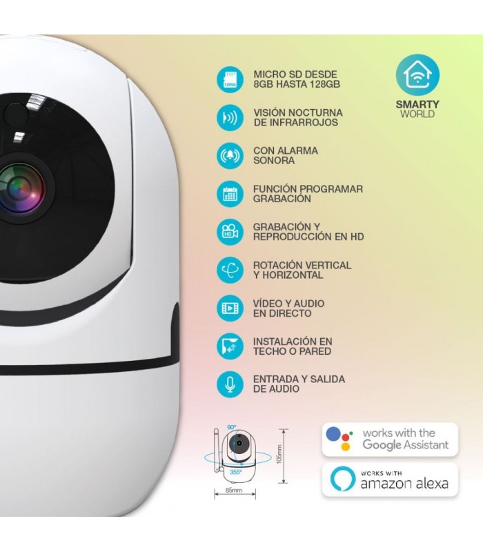 Cámara Inteligente 1080P 2MP Alarma Detector Movimiento