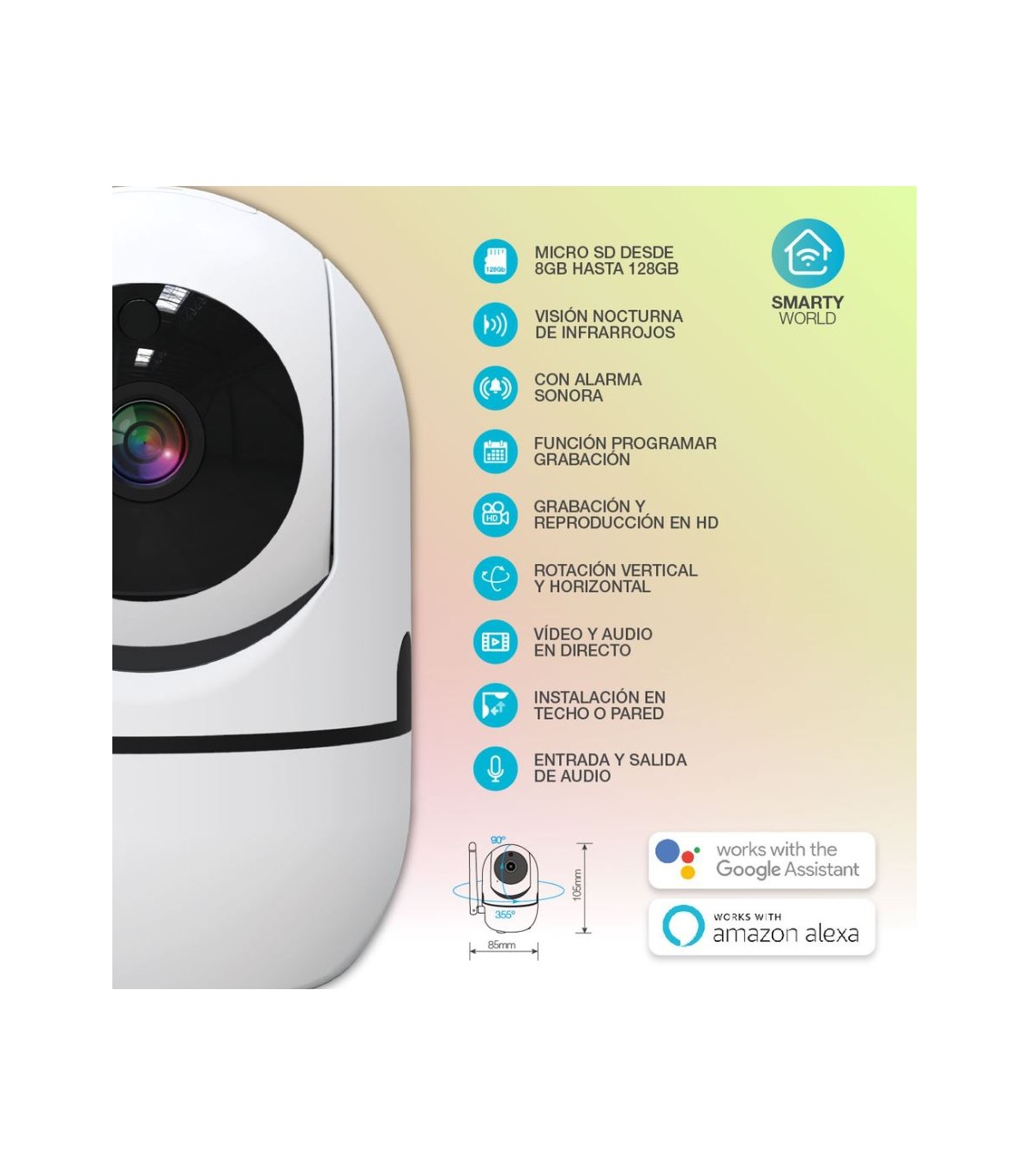 Cámara Inteligente 1080P 2MP Alarma Detector Movimiento