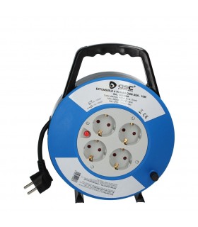 Enrollacables alargador con asa 4 enchufes (3x1.5mm) 15M