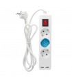 Base Múltiple 3T + 2USB + Interruptor (3x1.5mm) 1.4m