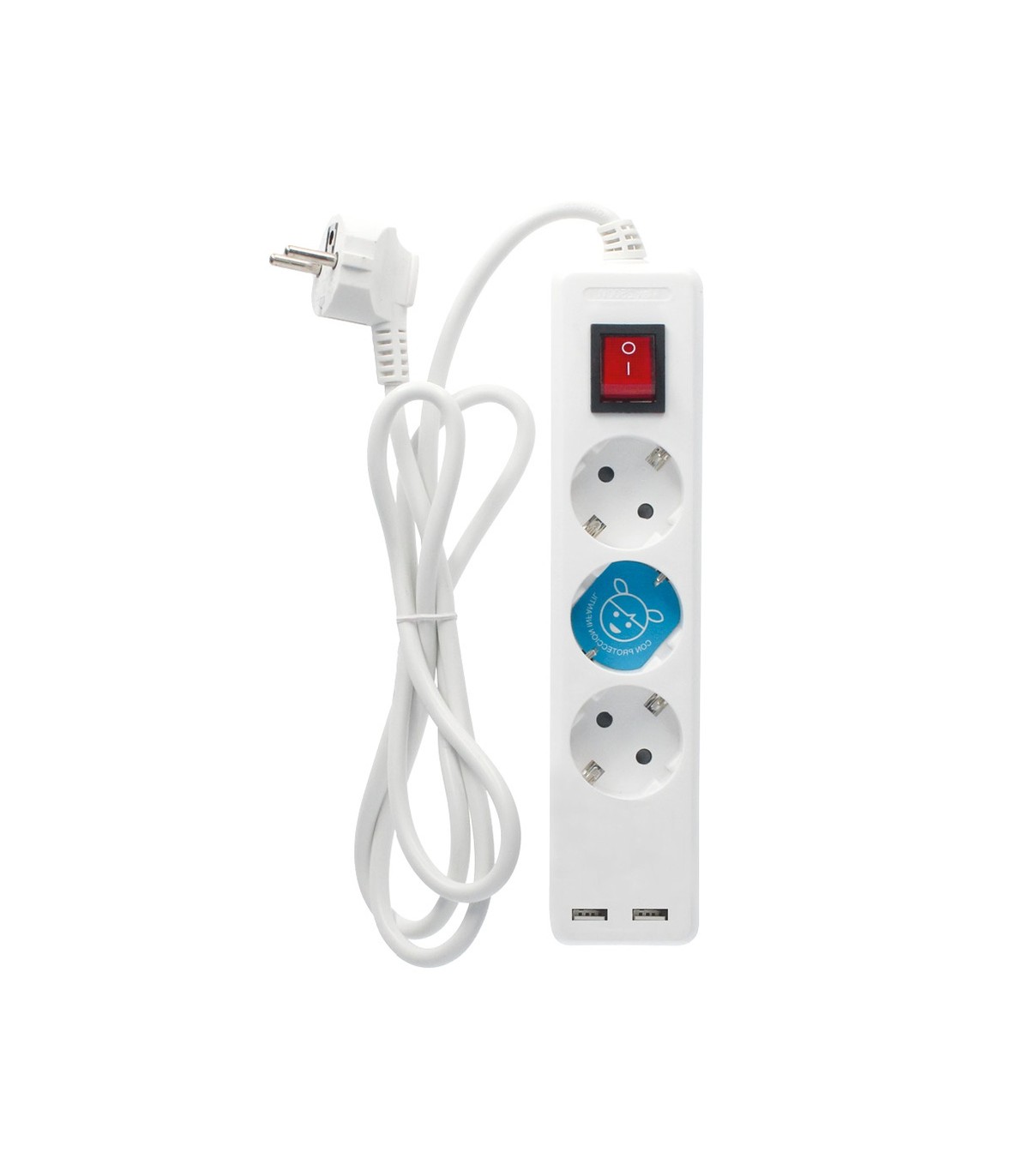 Base Múltiple 3T + 2USB + Interruptor (3x1.5mm) 1.4m