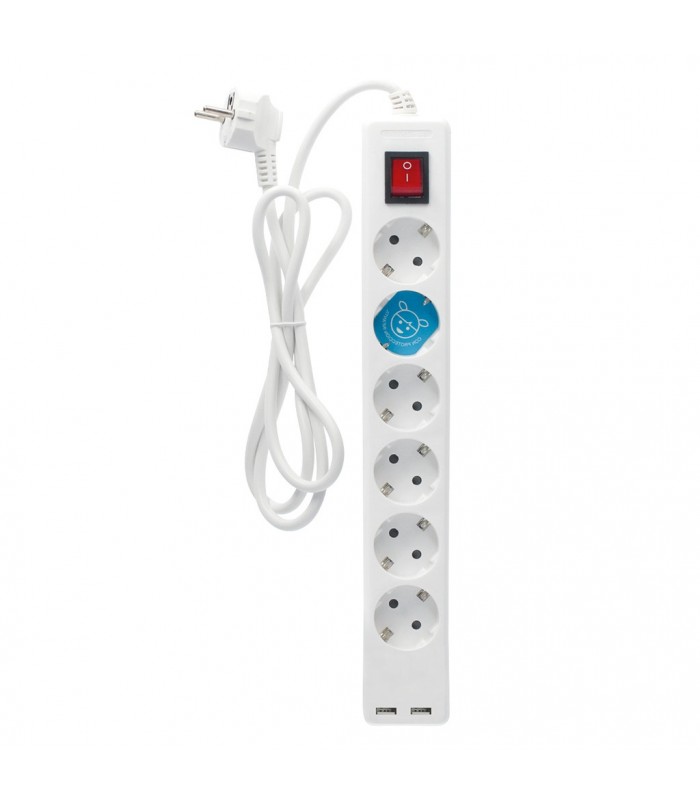 Base Múltiple 6T + 2USB + Interruptor (3x1.5mm) 1.4m