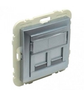 Tapa con Soporte Dos Conectores RJ45 Aluminio Logus 90