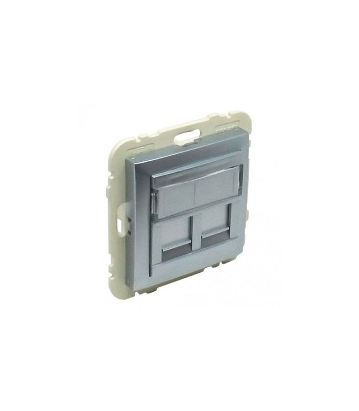 Tapa con Soporte Dos Conectores RJ45 Aluminio Logus 90