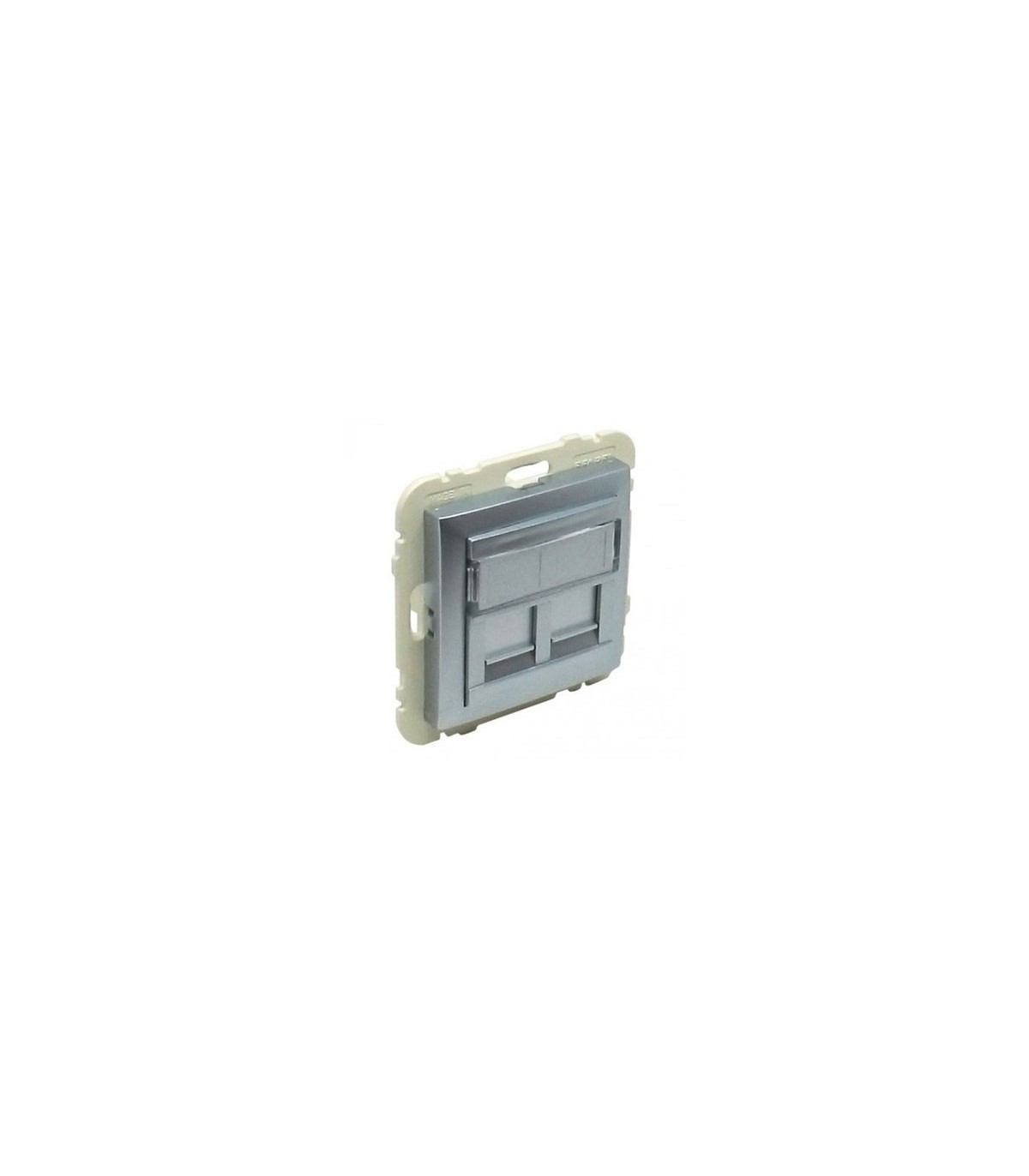 Tapa con Soporte Dos Conectores RJ45 Aluminio Logus 90