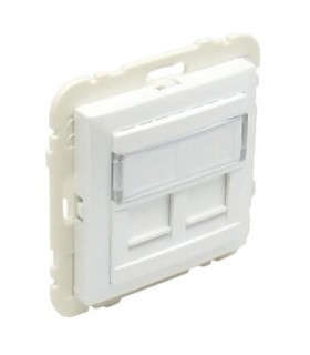 Tapa con Soporte Dos Conectores RJ45 Blanco Logus 90