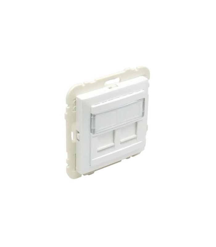 Tapa con Soporte Dos Conectores RJ45 Blanco Logus 90