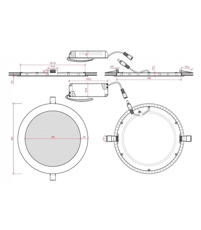 Downlight LED 20W 1.800Lm 120° IP20 Plata.