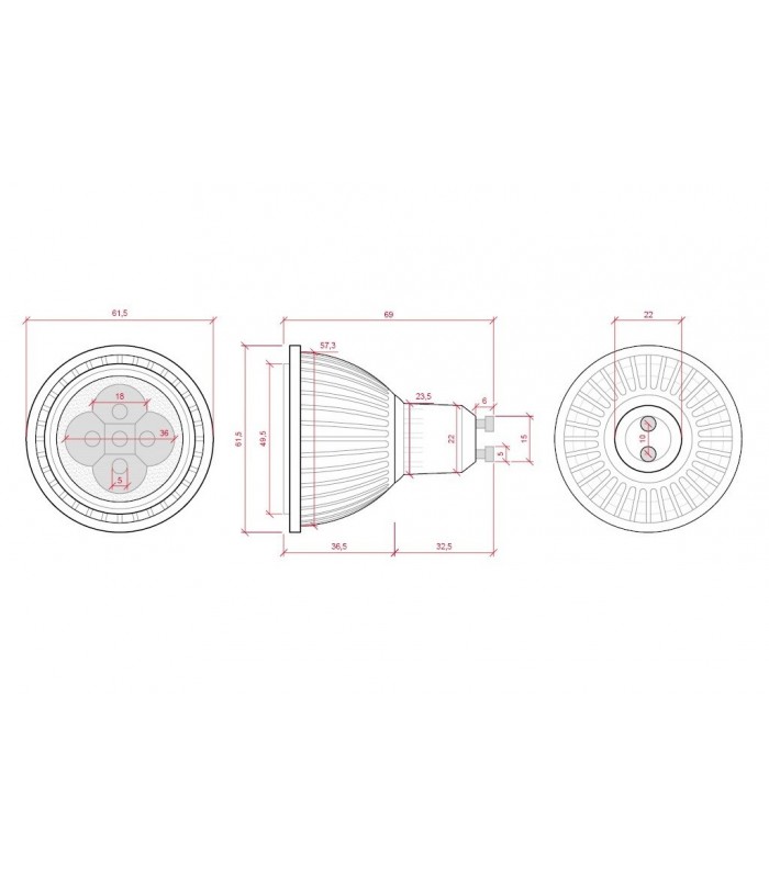 Dicroica GU10 7W  660Lm 60º PAR20 Ø60MM IP20