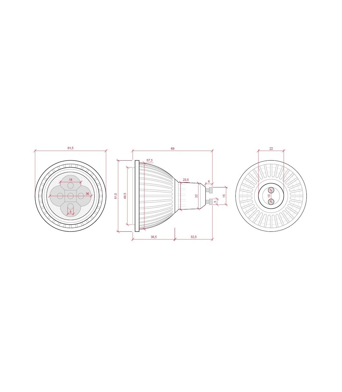 Dicroica GU10 7W  660Lm 60º PAR20 Ø60MM IP20