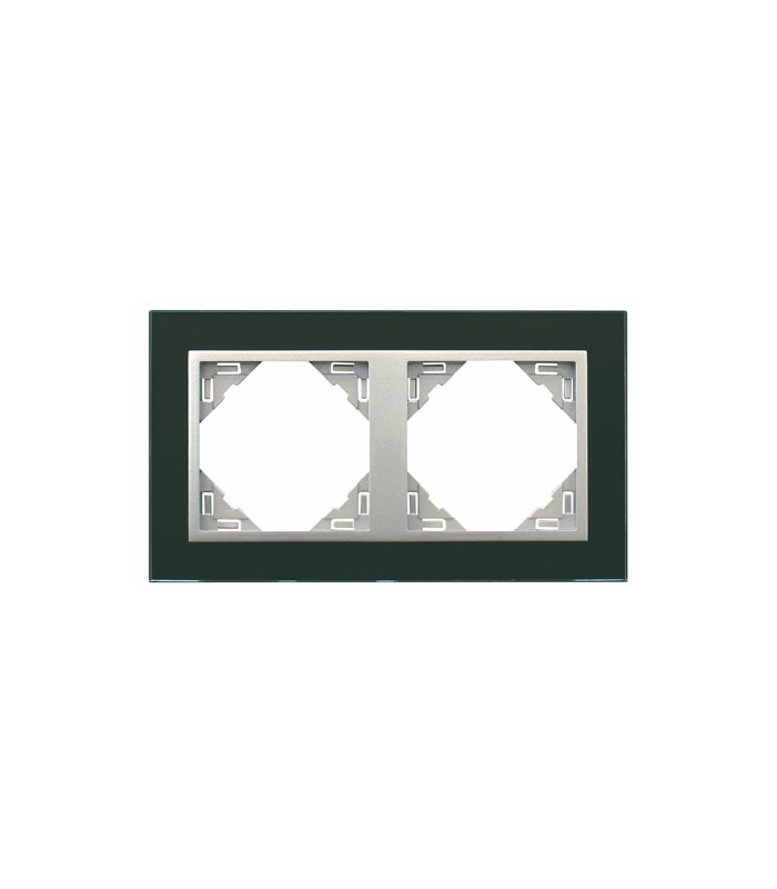 Marco Doble Cristal Negro / Aluminio Crystal
